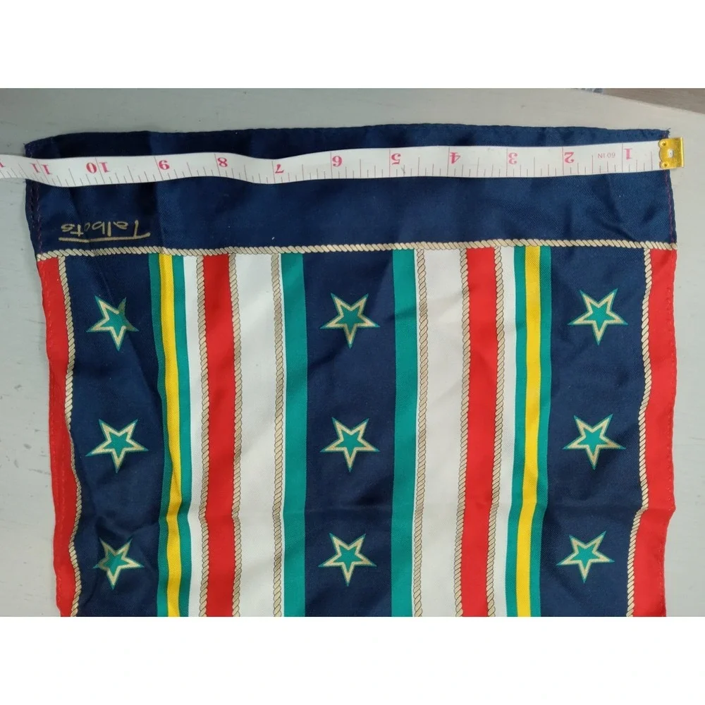 Talbots 100% Silk‎ Scarf  Stars Striped Multicolored Classic Vintage Size 58.5